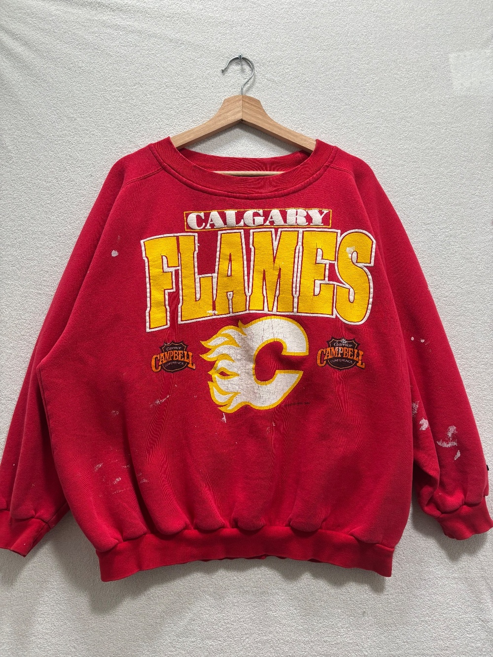 VTG 90s 1992 Softwear Calgary Flames Big Logo Crewneck AS IS